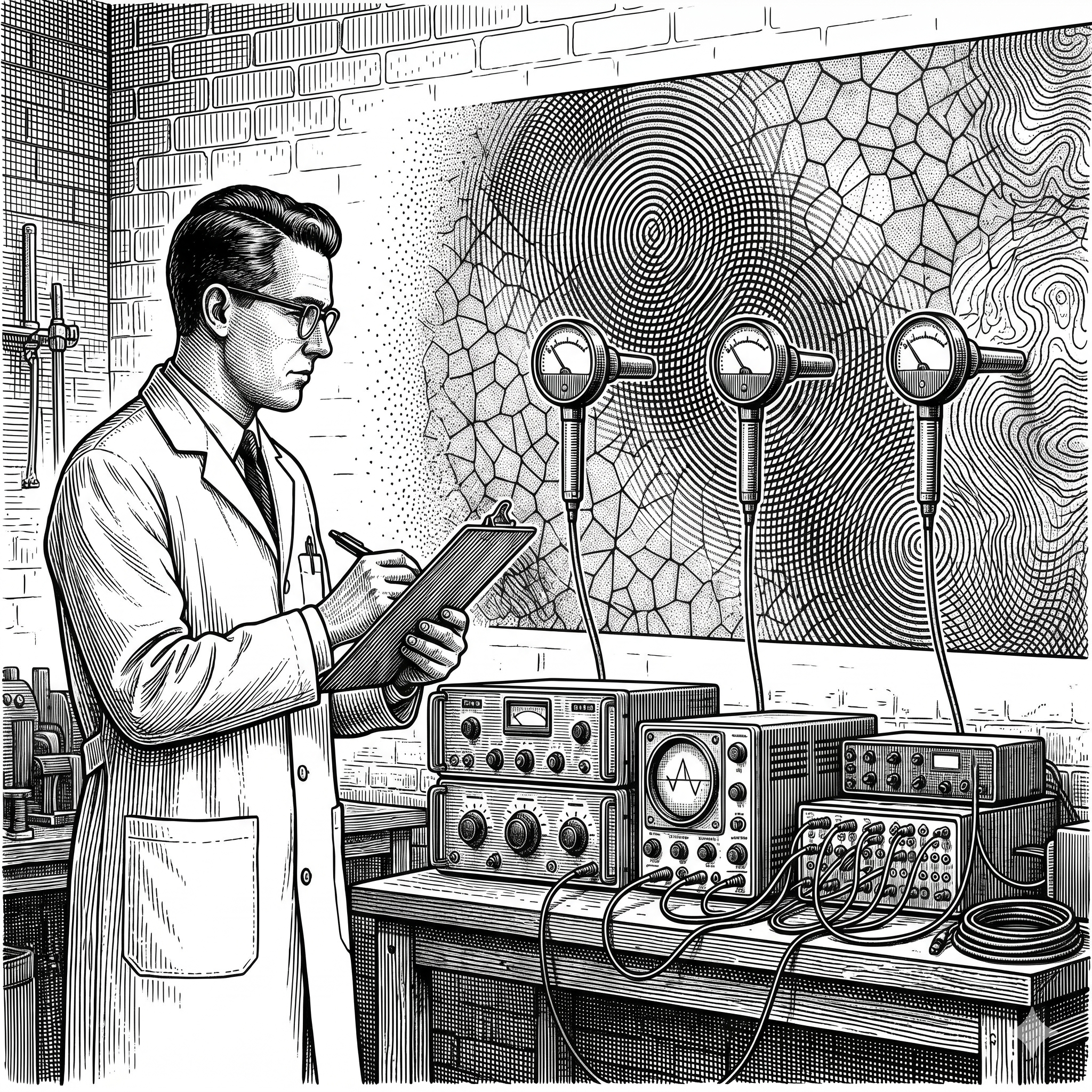 Scientist exploring an interference field