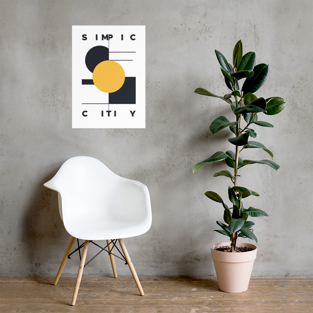 The Simplicity Poster displayed in a modern living room, highlighting its elegant and minimalist design.